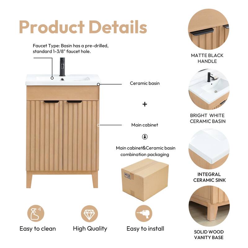 Palos Single Bath Vanity with Ceramic Basin Top without Mirror