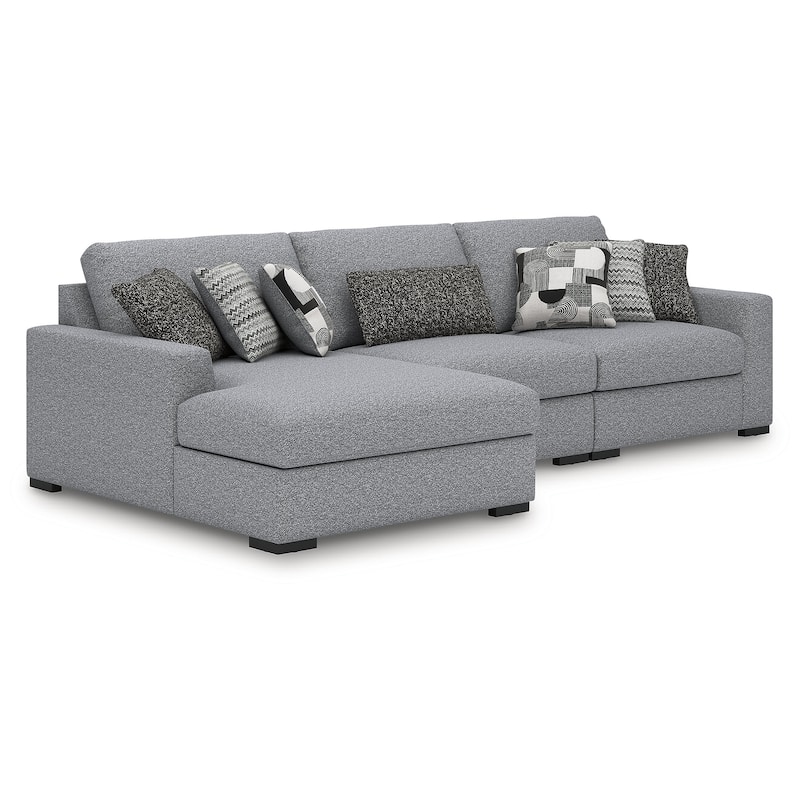 Signature Design by Ashley Bealton Gray 3-Piece Sectional with Chaise - 140" W x 69" D x 41" H