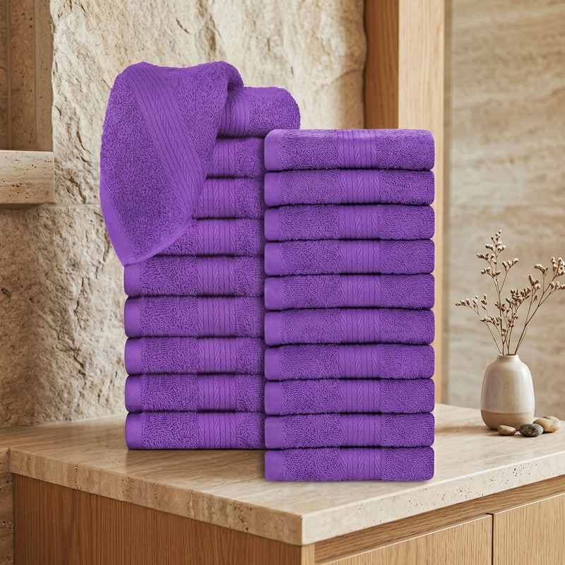 Pure Cotton 600GSM Face Cloths 12X12 Inch by Ample Decor - 20 Pcs