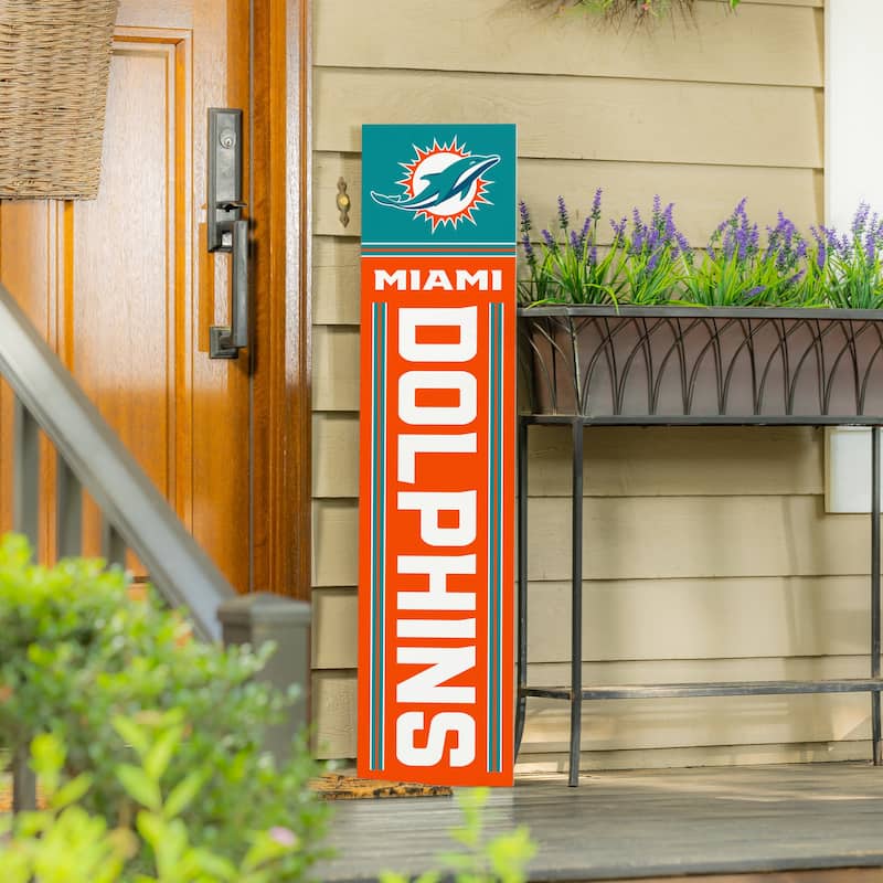 47" Double Sided Seasonal Porch Leaner, Miami Dolphins - 47" x 11.25"