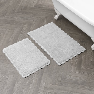 Laura Ashley Heathered Crochet Border Bath Rug