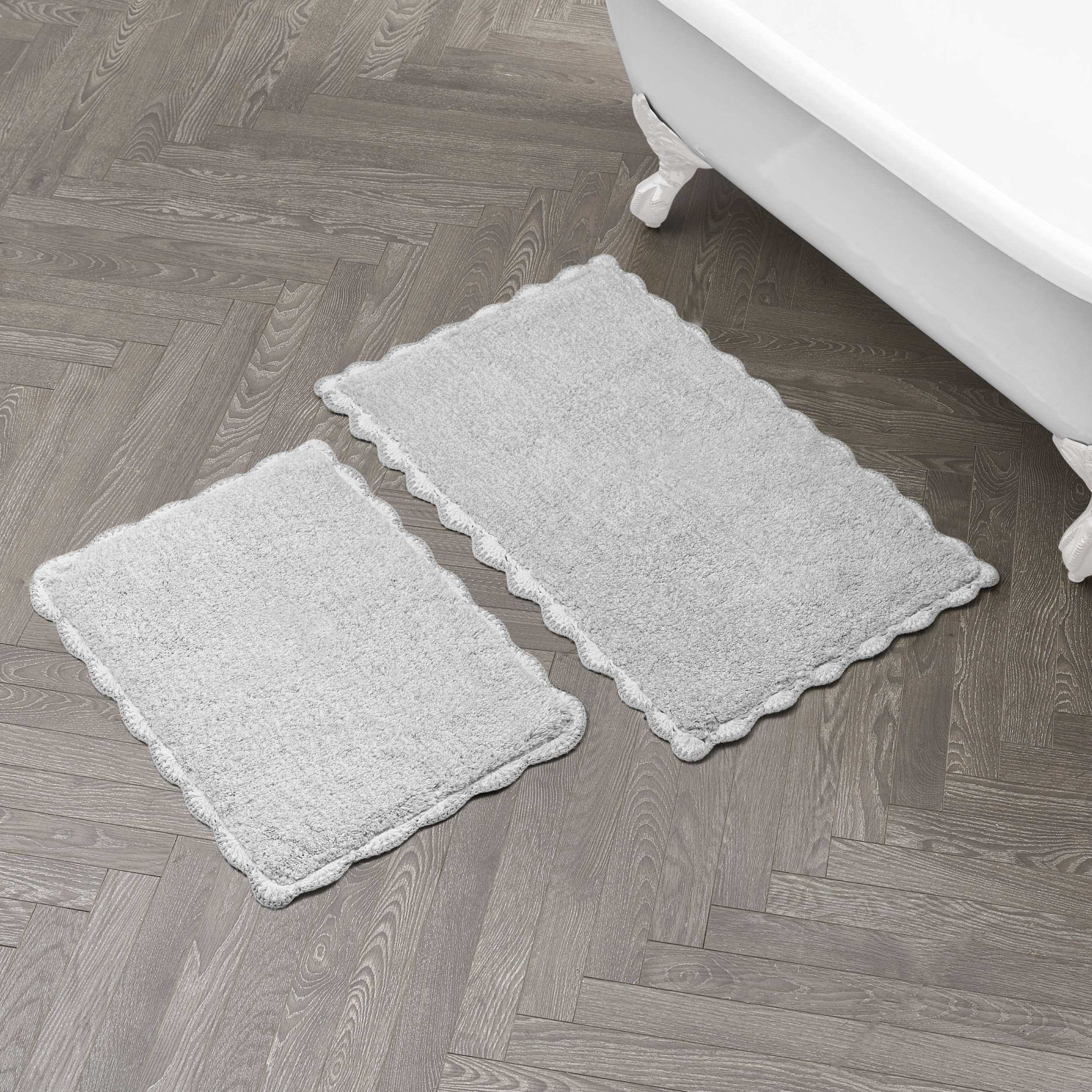 Laura Ashley Heathered Crochet Border Bath Rug