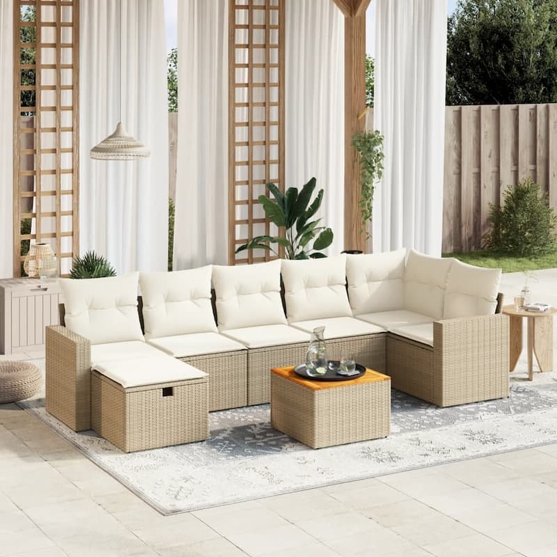 vidaXL Garden Sofa Set - Beige and cream Large