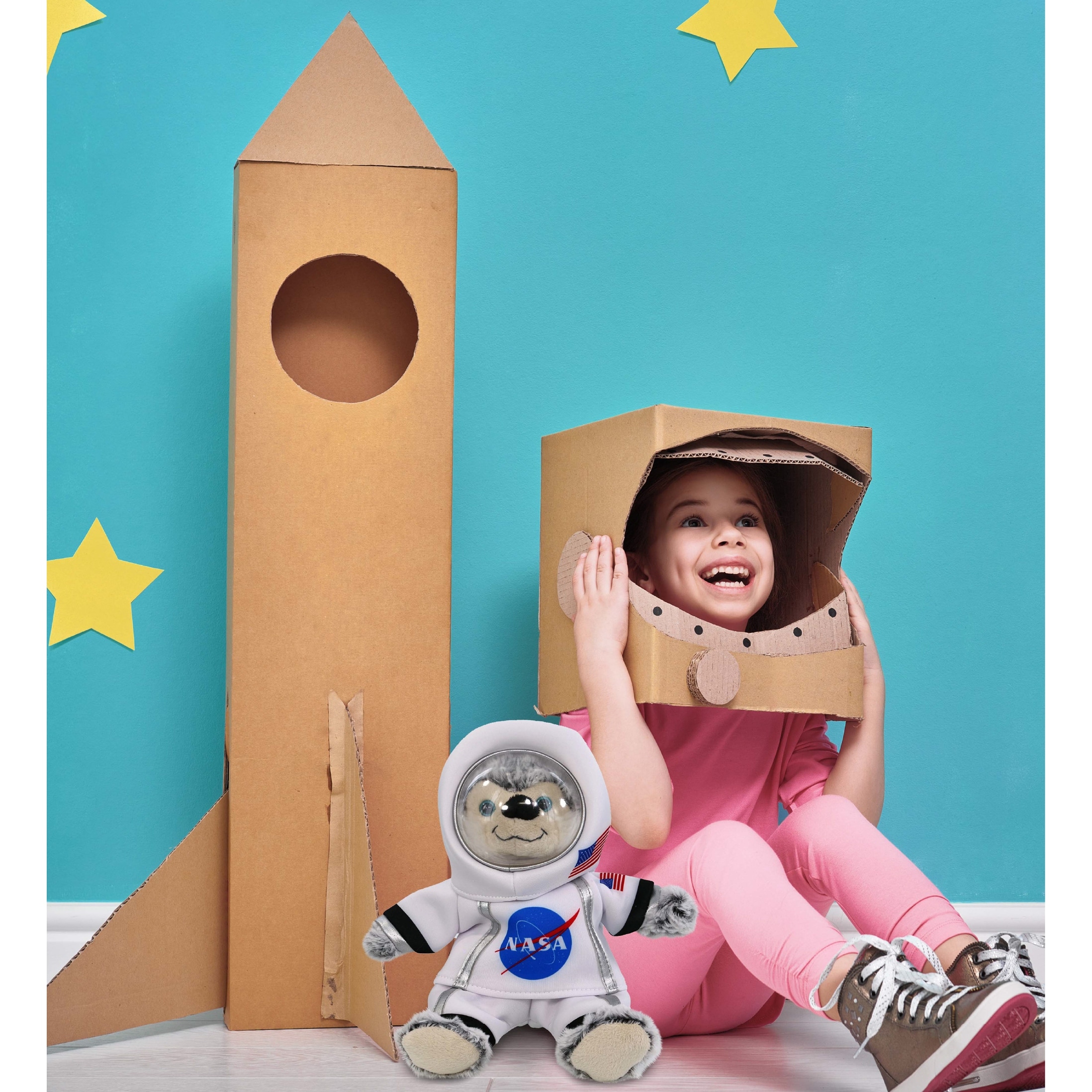 DolliBu Big Eye Husky Dog Astronaut Plush with Helmet and NASA Suit - 9  inches, image size:2196x2196