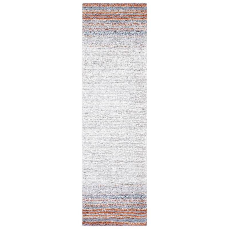 SAFAVIEH Berber Shag Kolya Rug - 2'3" x 8' Runner - Blue Rust/Ivory
