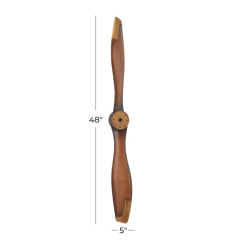 Brown Metal 2 Blade Airplane Propeller Wall Decor with Aviation Detailing
