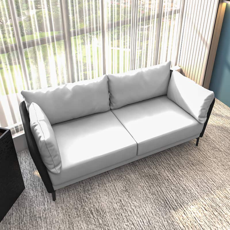 Luxify 3-Seater Leather Sofa in Upholstered Leather with Metal Legs & Removable Cushions for Living Room & Lounges