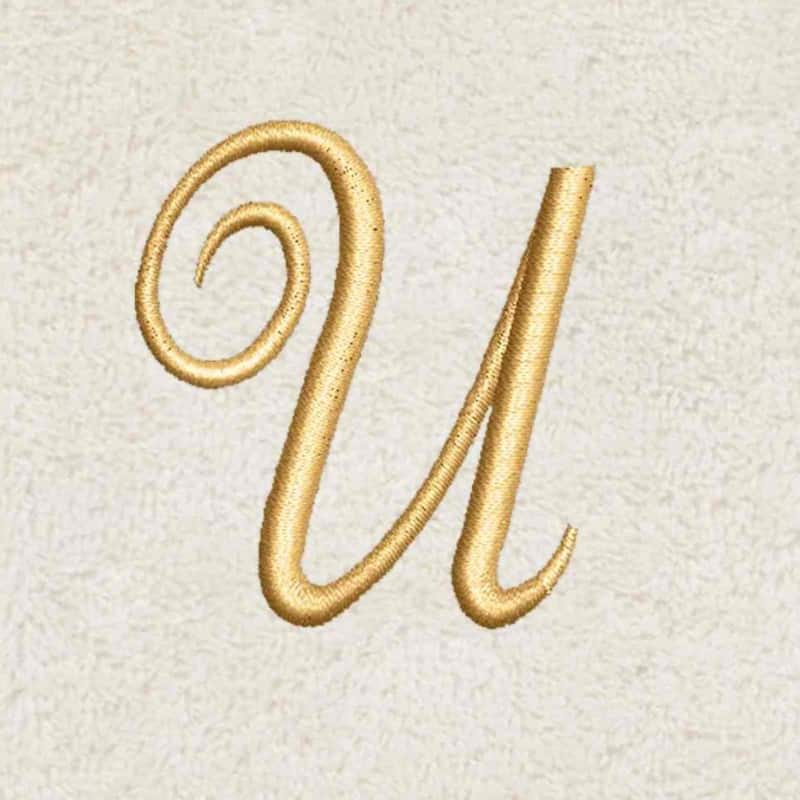 Avanti Linens Ivory/Gold Script Monogram Fingertip Towel Letter U - Fingertip Towel