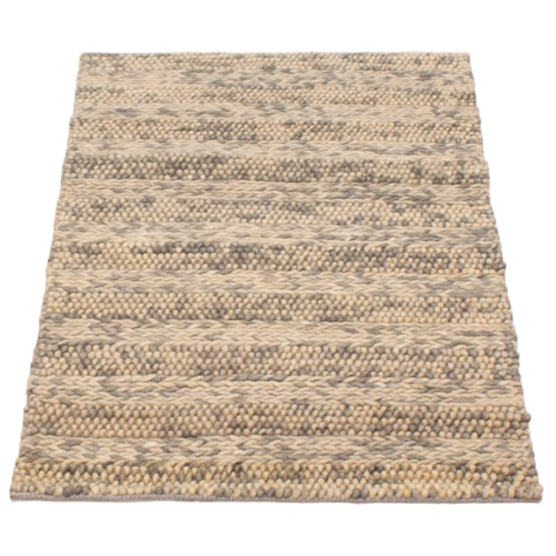 ECARPETGALLERY Braid weave Sienna Grey Wool Rug - 3'3 x 5'1