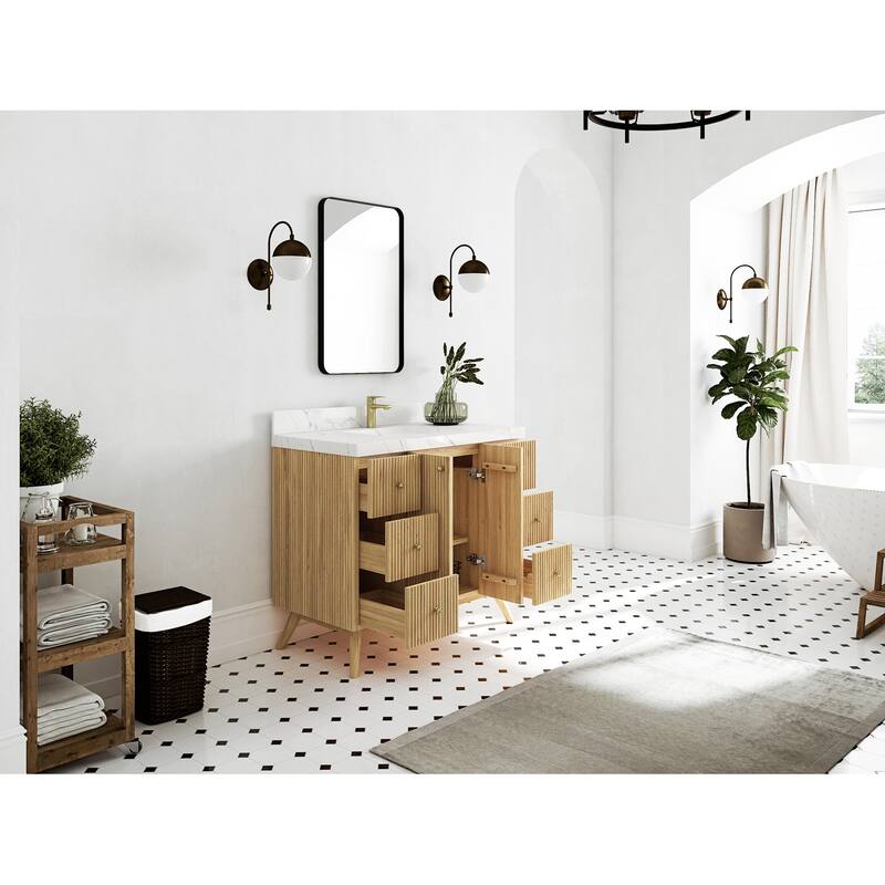 Willow Collections 42 in. W x 22 in. D Pasadena Solid TeakSingle Sink Bathroom Vanity with Countertop