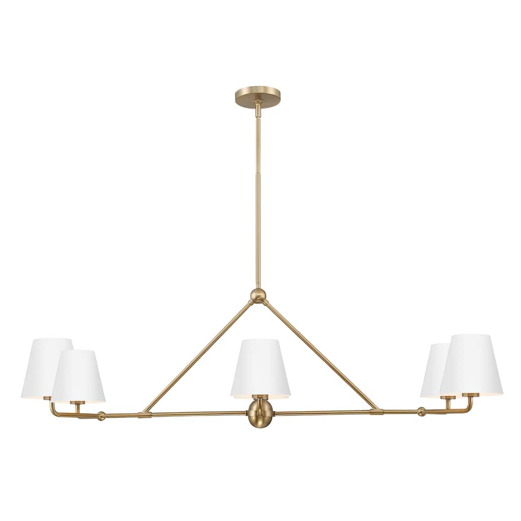 Xavier 6 Light Vibrant Gold and White Chandelier - 46"W x 14.75"H x 18"D