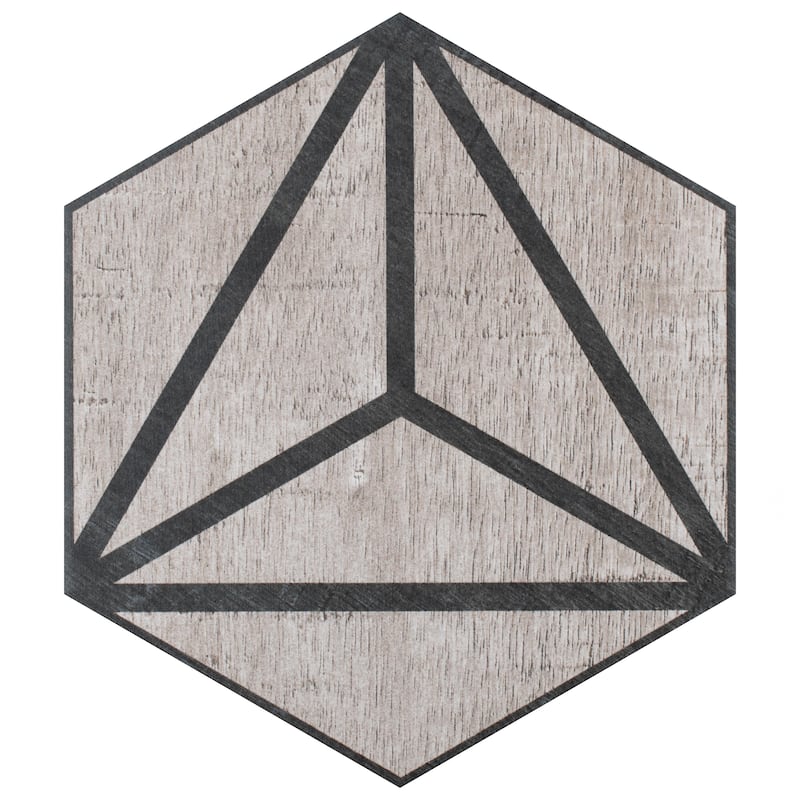 Merola Tile Sawnwood Tribeka Hex Grey 8-5/8" x 9-7/8" Porcelain Floor and Wall Tile