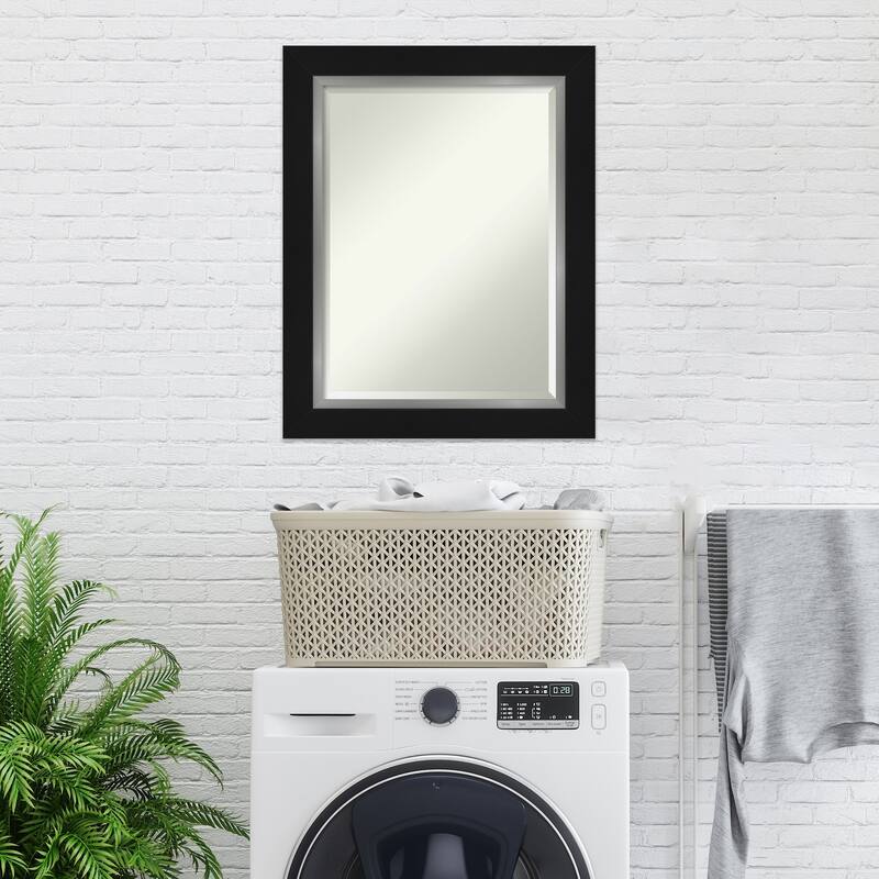 Beveled Wall Mirror - Eva Black Silver Frame