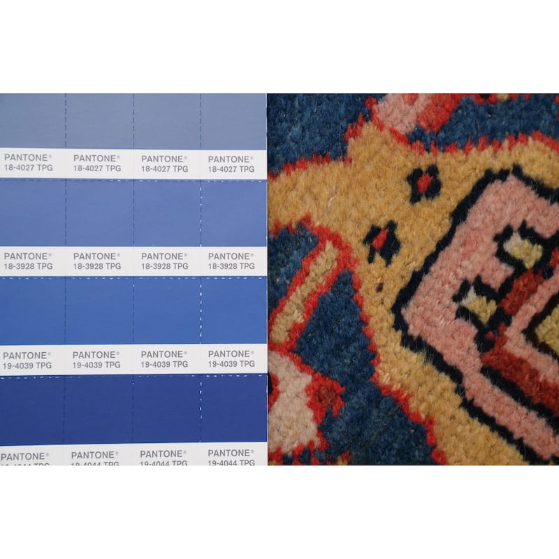 Hand Knotted Oriental 100% Wool Carpet Traditional Geometric Navy Blue & Blues Bidjar Area Rug - 11' 2'' X 5' 7''