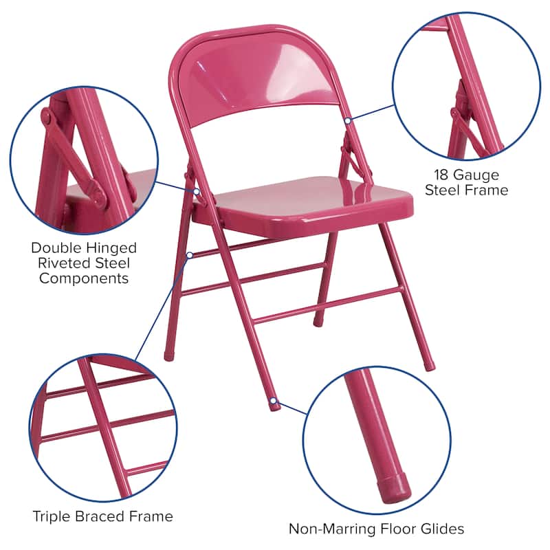 4 Pack Triple Braced & Double Hinged Folding Chair