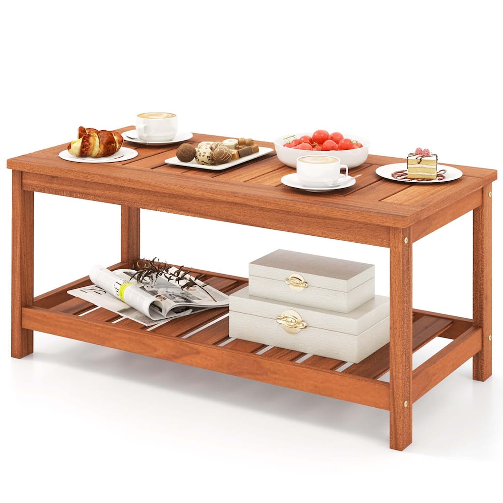 Costway Patio Coffee Table 2-Tier Outdoor Side Rectangle Side Table - See Details