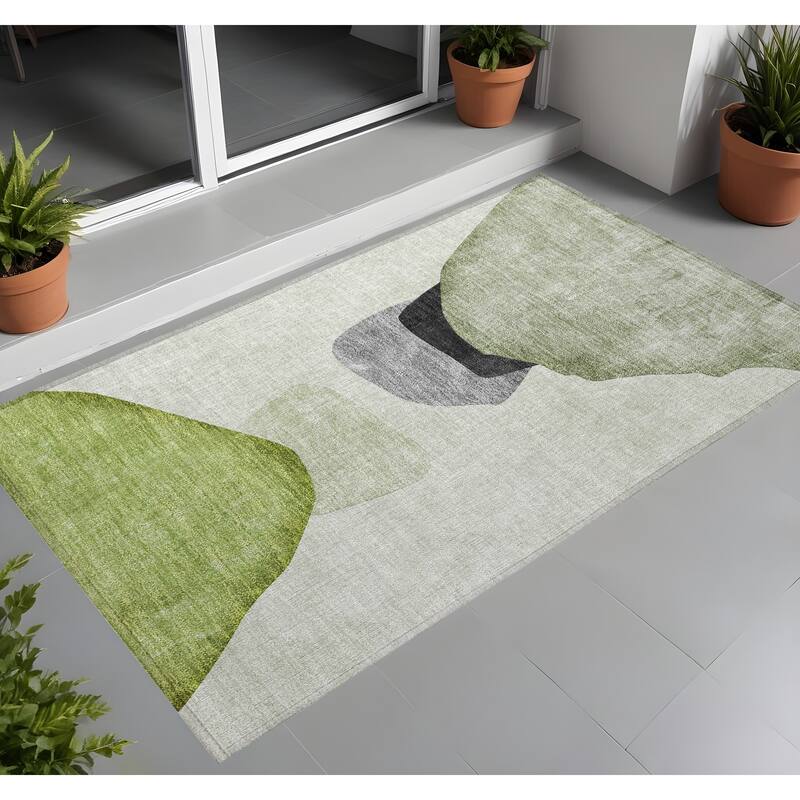 Allone Modern Art-Inspired Weather Resistant Blended Style Outdoor Rug - 2' x 3' - Multi
