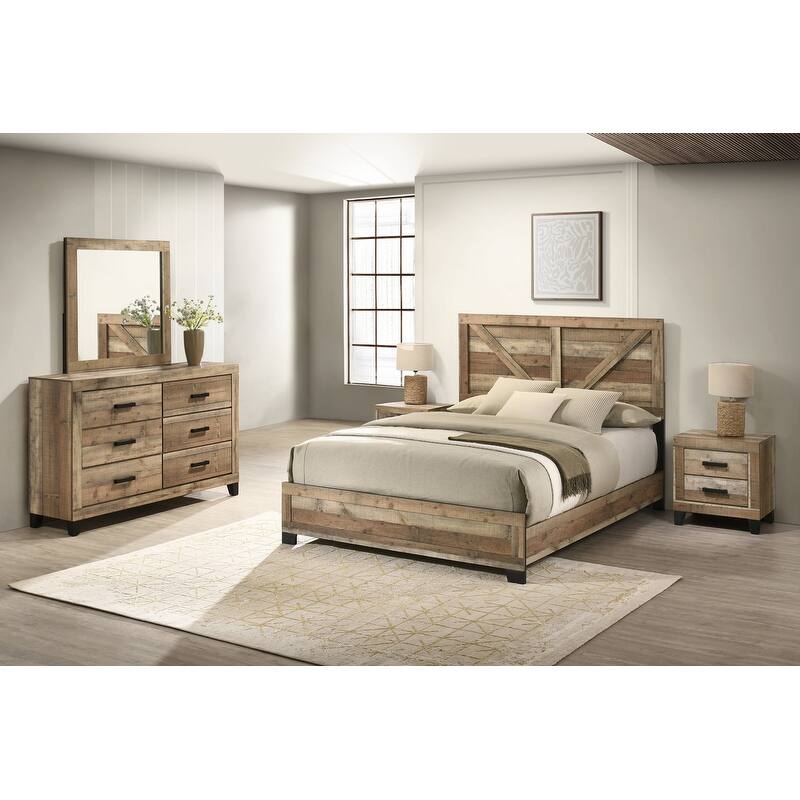 Best Quality Weathered Brown Panel Bedroom Sets - Weathered Brown Pine - Queen - 5 Piece