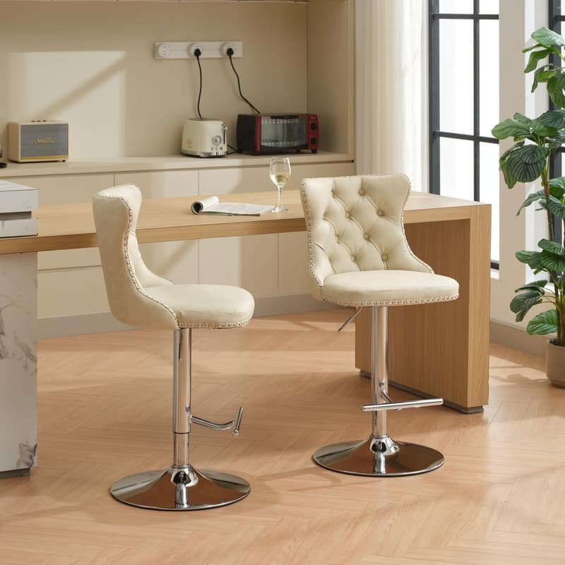 Swivel Foam Barstools Adjusatble Seat Set of 2