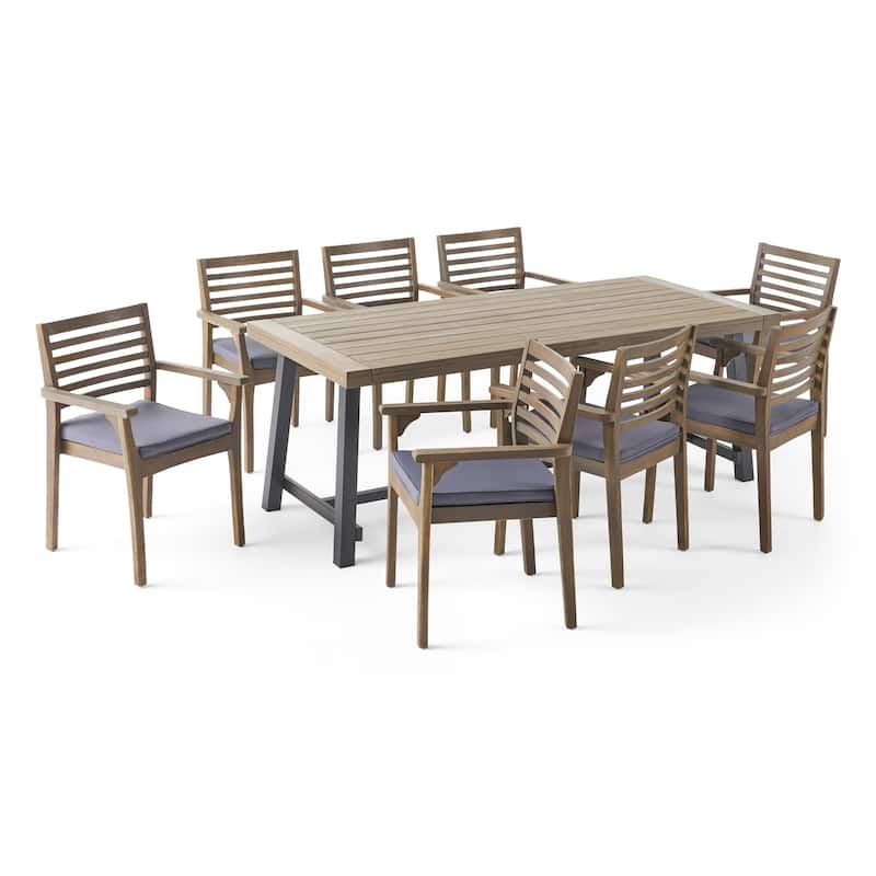 Atlantic Outdoor 8 Seater Acacia Wood Dining Set by Christopher Knight Home
