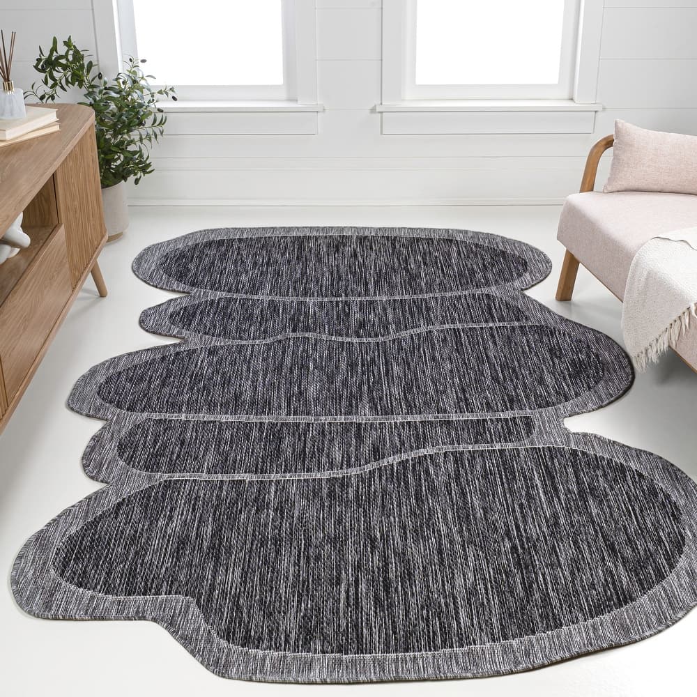 JONATHAN Y Jasper Modern Rustic Abstract Indoor/Outdoor Shaped Area Rug