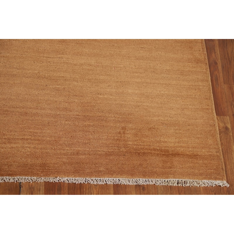 Gabbeh Area Rug Hand-Knotted Oriental Yellow Wool Carpet - 6'8" x 9'7"