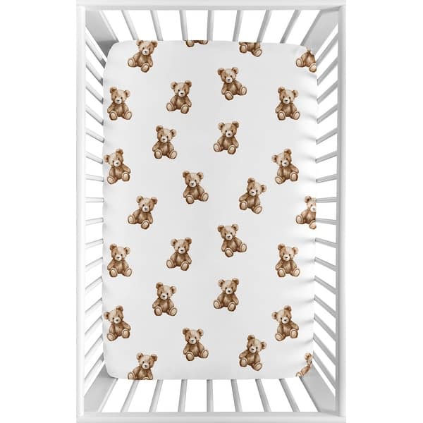slide 2 of 6, Sweet Jojo Designs Boho Teddy Bear Boy, Girl, Gender Neutral Fitted Mini Portable Crib Sheet -Brown, Classic Wholesome Aesthetic