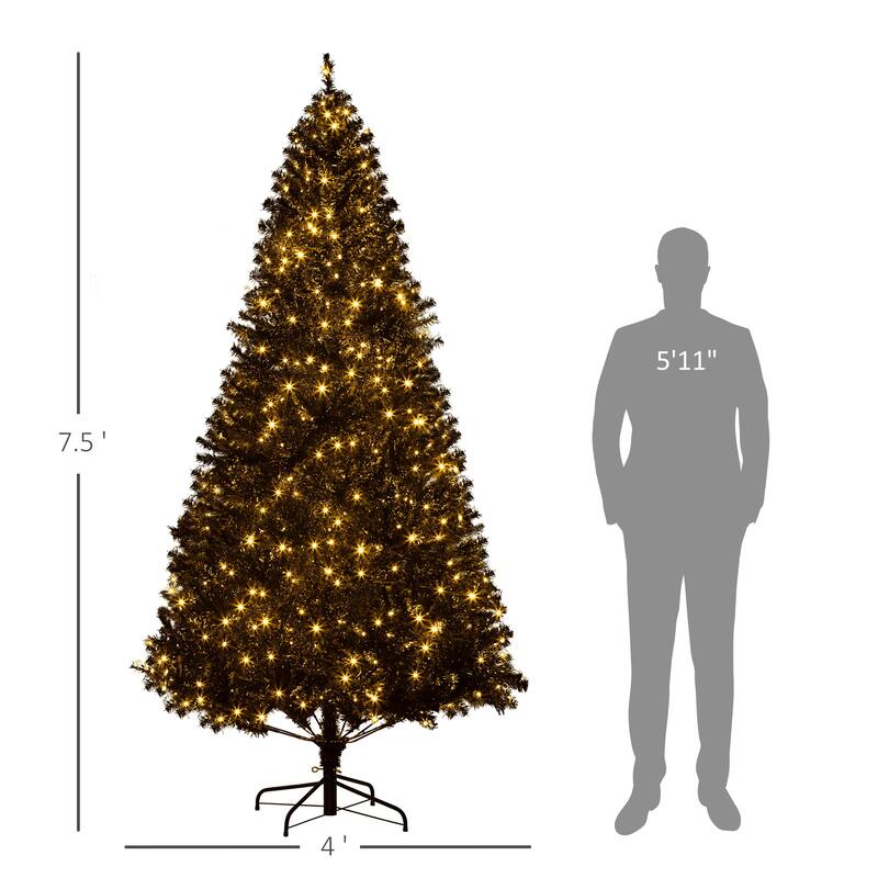 7.5-Foot Artificial Christmas Tree with 500 Warm White LED Lights and 1346 Branch Tips - 47.25" Dia x 88.5" H