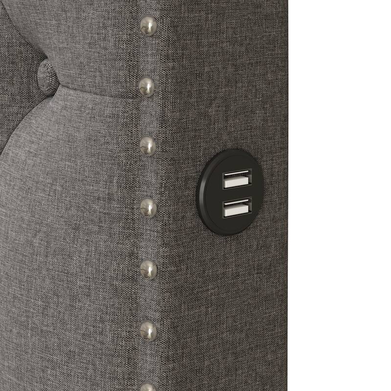 Queen Size Upholstered Platform Bed with 2 Drawers and 2 sets of USB Ports on each side, Linen Fabric
