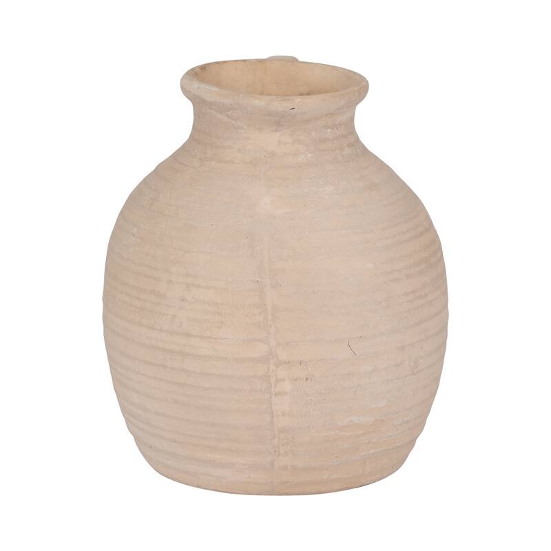 Sagebrook Home Ivory Paper Mache 10" Pitcher Vase - Rustic Elegance, Artisan Crafted