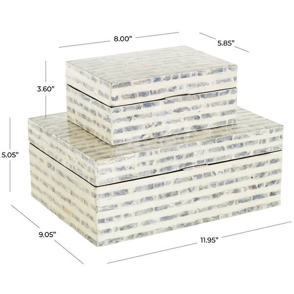 Cream Mother of Pearl Shell Handmade Linear Mosaic Storage Geometric ...