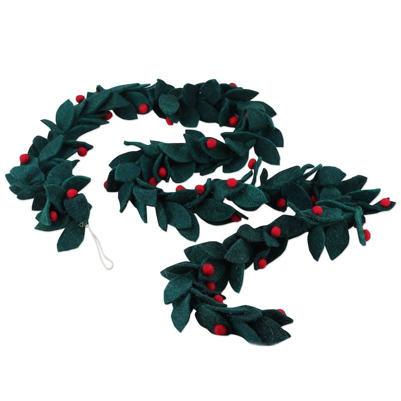 Novica Handmade Festive Decorations Wool Felt Garland