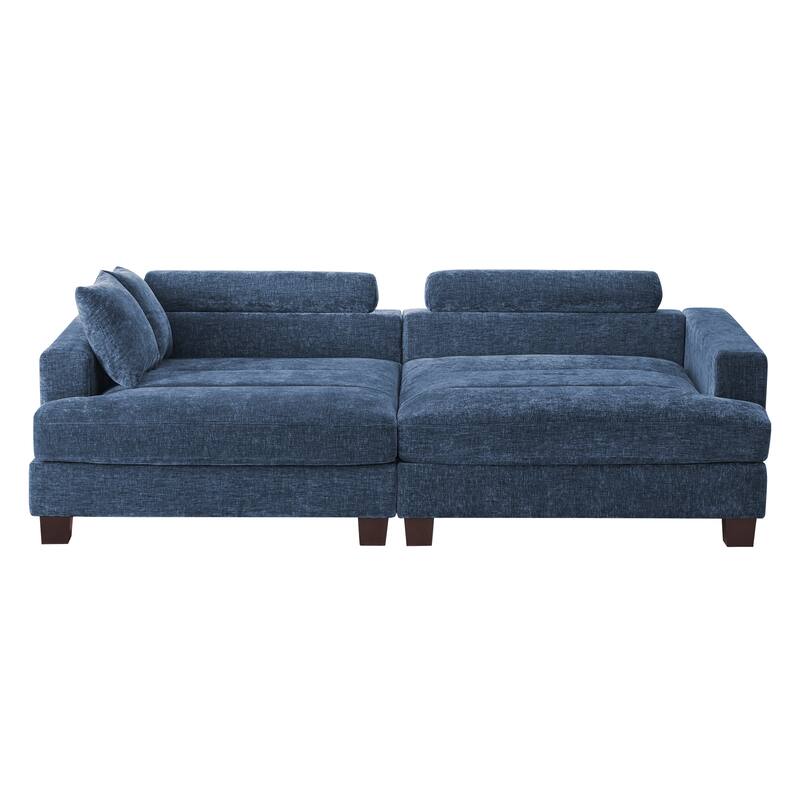 88"W 3-Seater Sofa Chenille Upholstered Couch Modern Loveseat Sofa Wooden Frame Sofa for Living Room