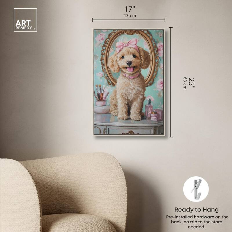 Puppy at the Vanity Canvas by Art Remedy
