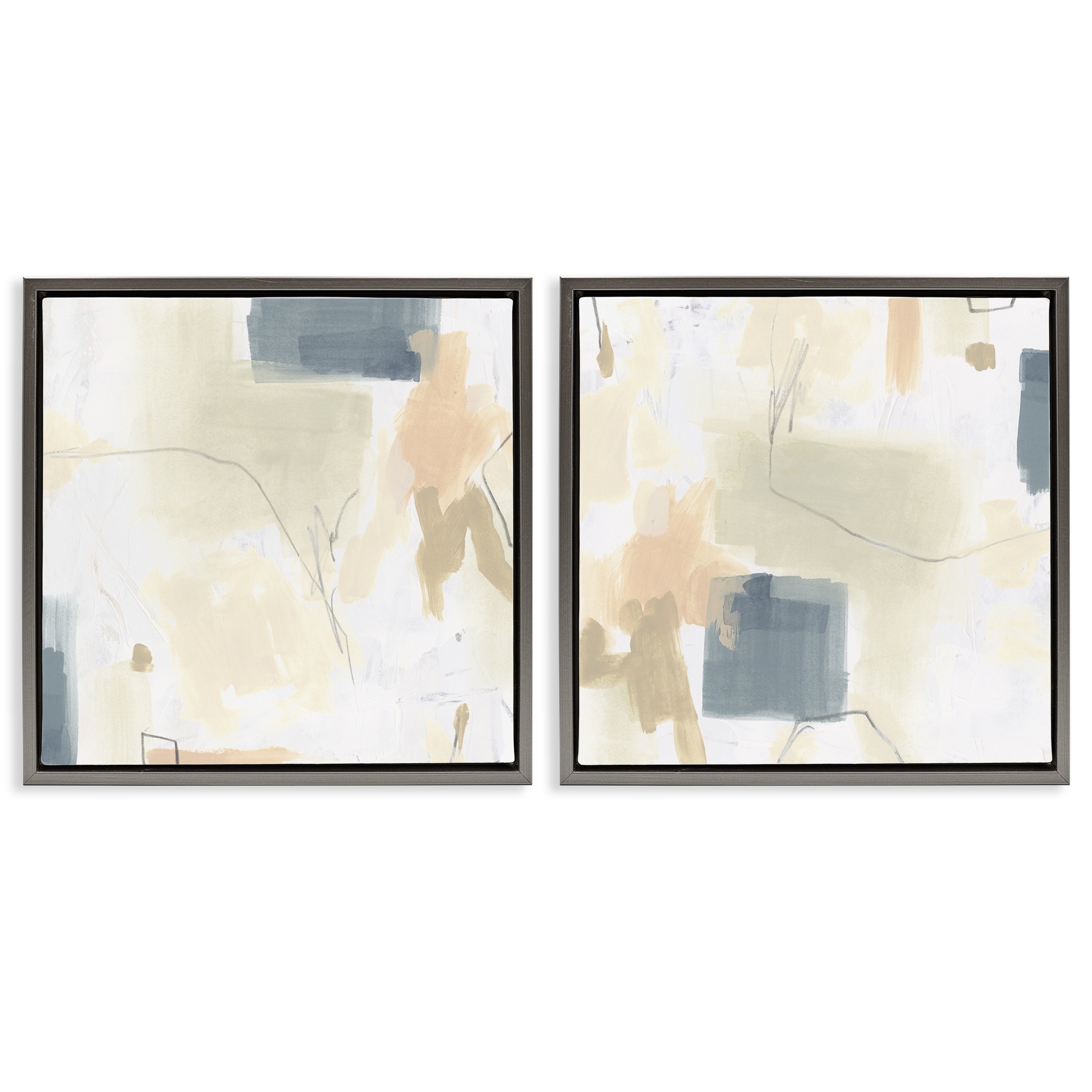 Stupell Muted Plaster Line Framed Floater Canvas Wall Art Design By June Erica Vess (Set of 2)