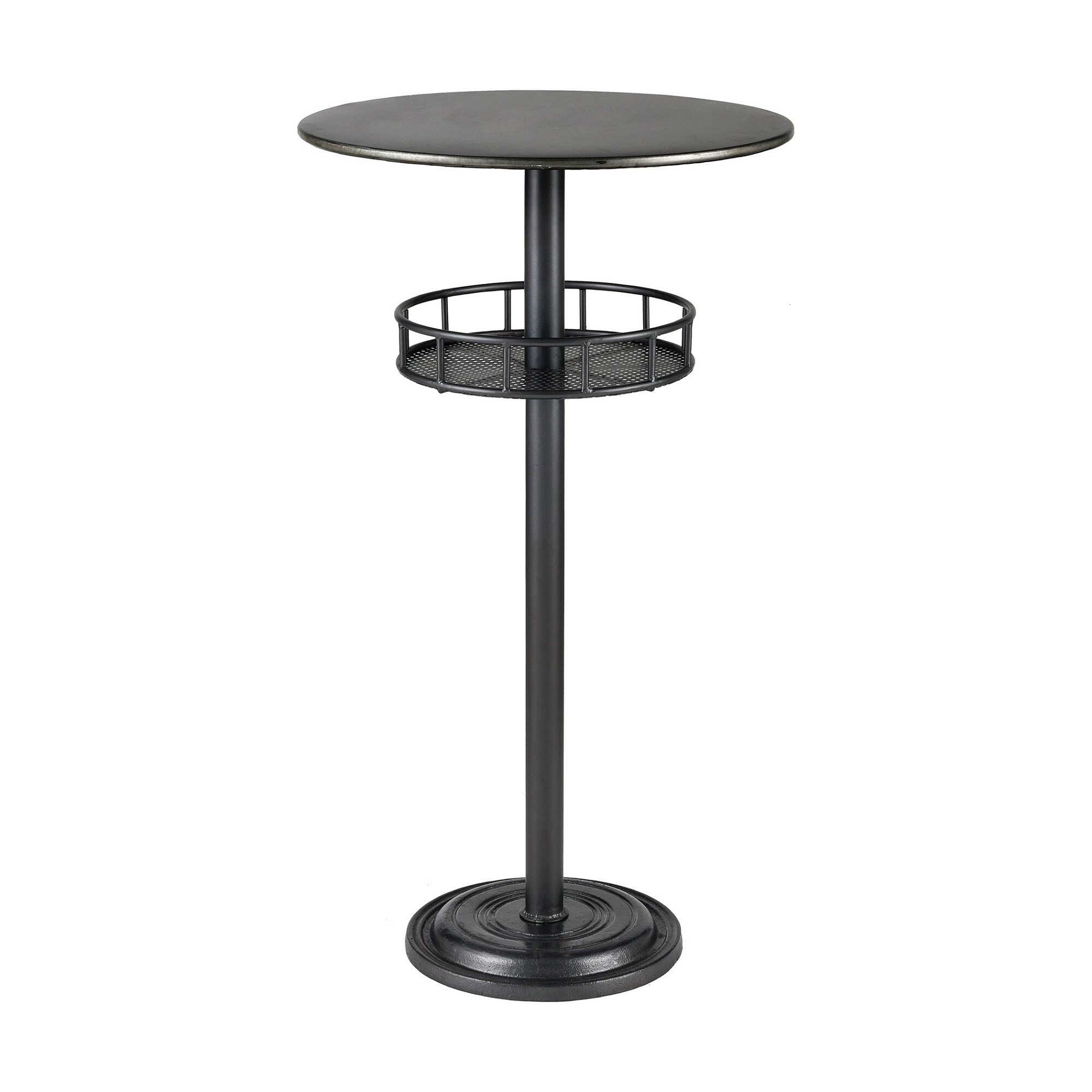 41.25" Black Round Galvanized Steel Bar Table