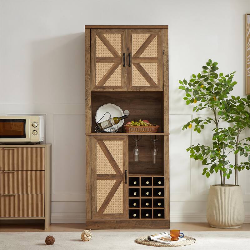 Bar Cabinet with Square Compartments and Shelves