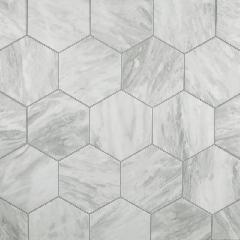 Merola Tile Classico Bardiglio Hex Light 7" x 8" Porcelain Floor and Wall Tile