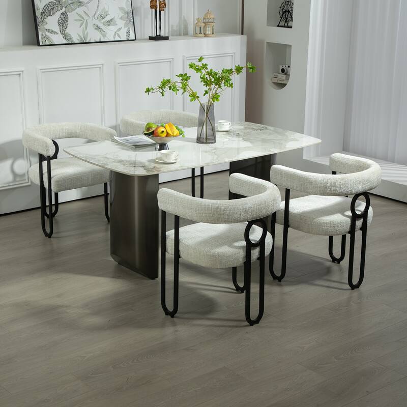 Fabric Upholstered Kitchen Side Dining Chair with Cushion, Backrest, Non Slip Feet for Dining Room Kitchen Living Room Bedroom