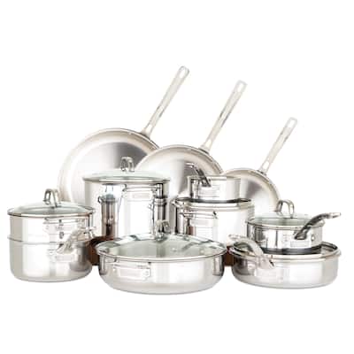 Viking 3-Ply Stainless Steel 17-piece Cookware Set with Glass Lids