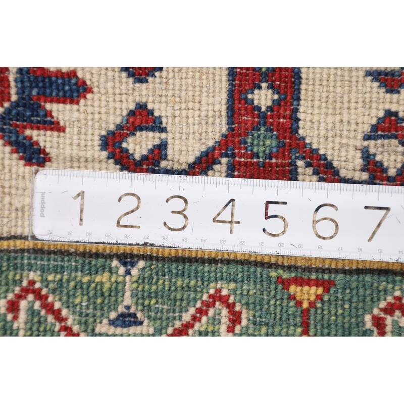 Blue Kazak Rug Hand-Knotted Traditional Oriental Wool Carpet - 6'9" x 9'8"
