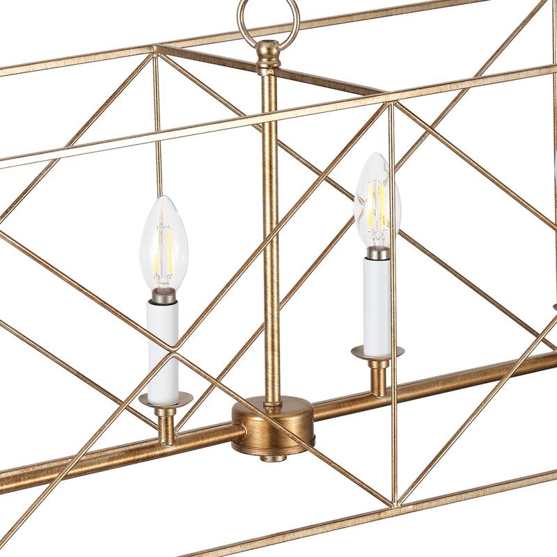 Farmhouse Gold 6-Light Rectangle Kitchen Island Chandelier
