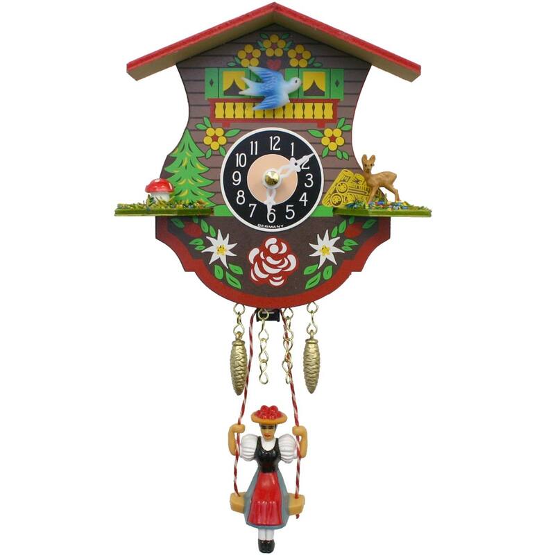 4.5" Engstler B/O Mini Cuckoo Wall Clock with Music Chimes