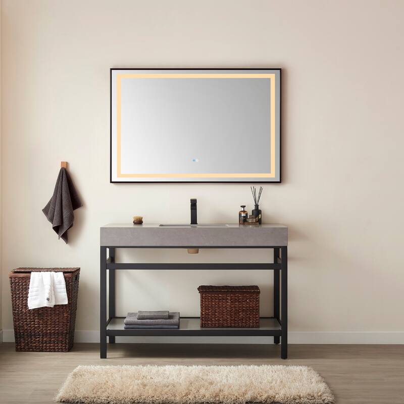 48" Rectangular LED Lighted Accent Bathroom/Vanity Wall Mirror - 48