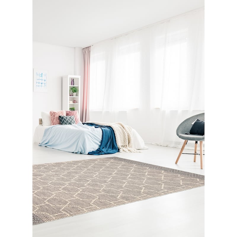 ECARPETGALLERY Braid weave Sienna Grey Wool Rug - 5'0 x 7'9