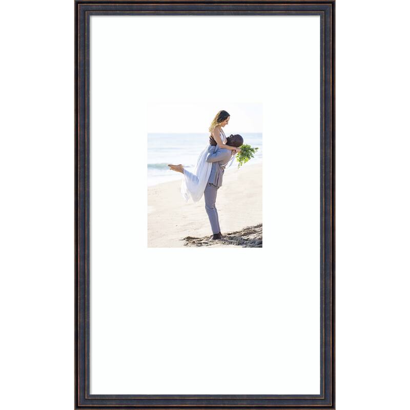 Dark Bronze Scoop Framed Picture Frame, Photo Frame - 16x26 Matted to 8x10