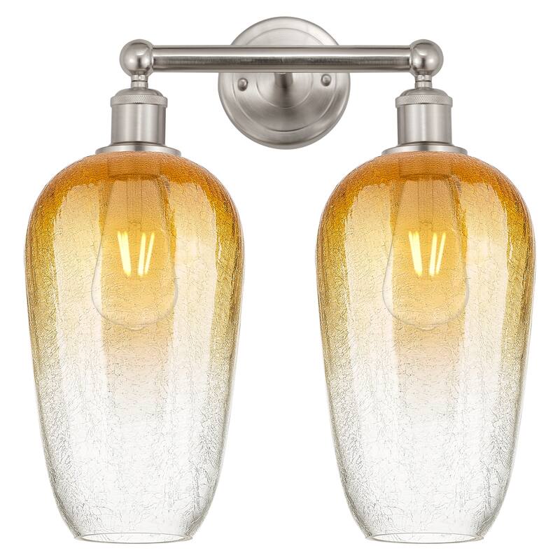 Innovations Lighting Endless Possibilities Edison - Brookhaven Flute - 2 Light 16" Bath Vanity Light - Brushed Satin Nickel/Amber