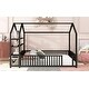 preview thumbnail 5 of 13, Black Full Size Metal House Bed with Fence and Detachable Storage Shelves for Kids, Boys and Girls