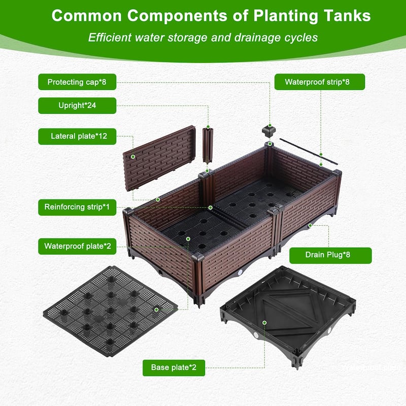 Raised Garden Beds Outdoor, Polypropylene Planter Boxes Outdoor, Garden Box with Drain Outlet