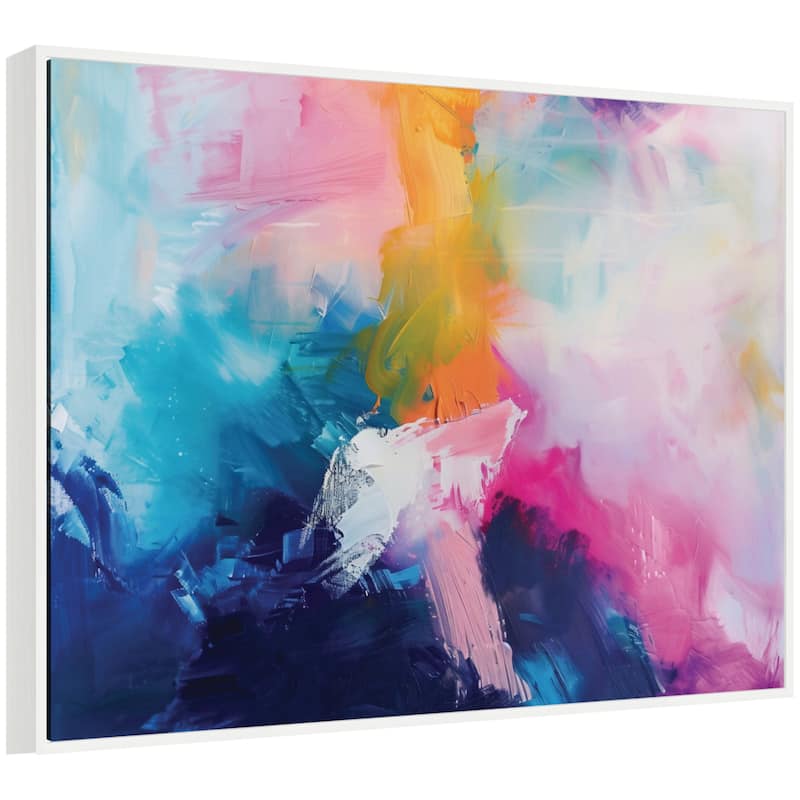 Kate and Laurel Sylvie Bright Abstract I Framed Canvas by Amy Lighthall - White